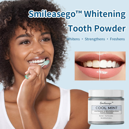 💧Smileasego™ Whitening Remineralizing Tooth Powder, Fluoride Free, Teeth Polish & Stain Remover