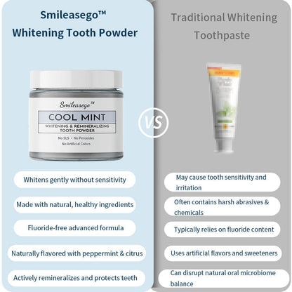 💧Smileasego™ Whitening Remineralizing Tooth Powder, Fluoride Free, Teeth Polish & Stain Remover